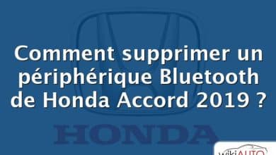 Comment supprimer un périphérique Bluetooth de Honda Accord 2019 ?