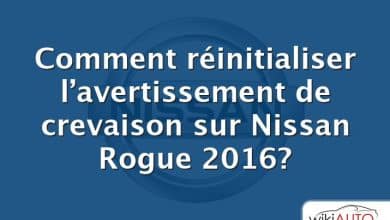 Comment réinitialiser l’avertissement de crevaison sur Nissan Rogue 2016?