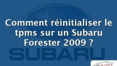 Comment réinitialiser le tpms sur un Subaru Forester 2009 ?