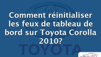 Comment réinitialiser les feux de tableau de bord sur Toyota Corolla 2010?