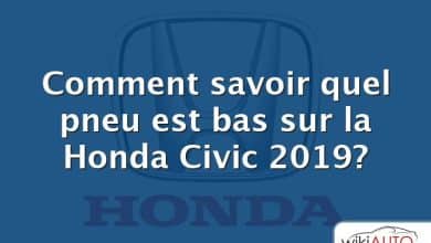 Comment savoir quel pneu est bas sur la Honda Civic 2019?