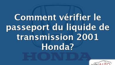 Comment vérifier le passeport du liquide de transmission 2001 Honda?