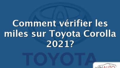 Comment vérifier les miles sur Toyota Corolla 2021?