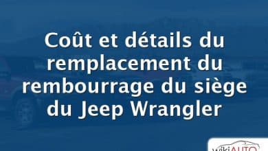 Coût et détails du remplacement du rembourrage du siège du Jeep Wrangler