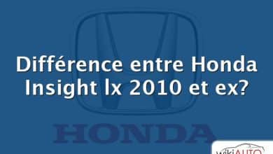 Différence entre Honda Insight lx 2010 et ex?