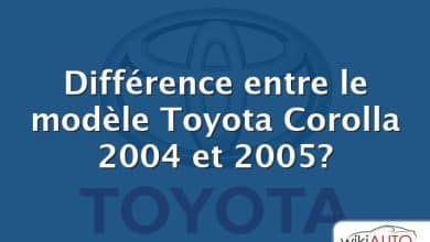 Différence entre le modèle Toyota Corolla 2004 et 2005?