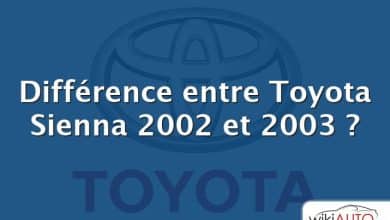 Différence entre Toyota Sienna 2002 et 2003 ?