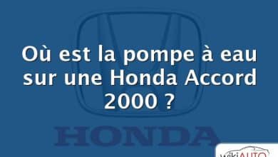 Où est la pompe à eau sur une Honda Accord 2000 ?