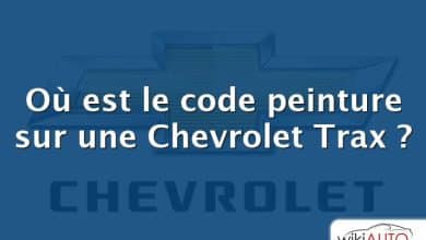 Où est le code peinture sur une Chevrolet Trax ?