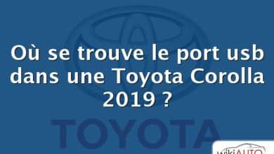 Où se trouve le port usb dans une Toyota Corolla 2019 ?