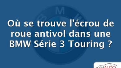 Où se trouve l’écrou de roue antivol dans une BMW Série 3 Touring ?