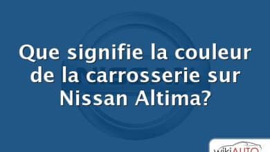 Que signifie la couleur de la carrosserie sur Nissan Altima?