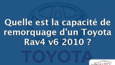 Quelle est la capacité de remorquage d’un Toyota Rav4 v6 2010 ?