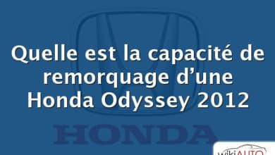 Quelle est la capacité de remorquage d’une Honda Odyssey 2012