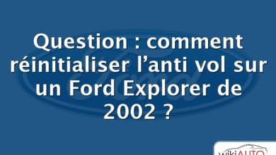 Question : comment réinitialiser l’anti vol sur un Ford Explorer de 2002 ?