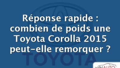 Réponse rapide : combien de poids une Toyota Corolla 2015 peut-elle remorquer ?