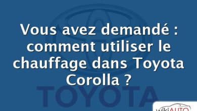 Vous avez demandé : comment utiliser le chauffage dans Toyota Corolla ?