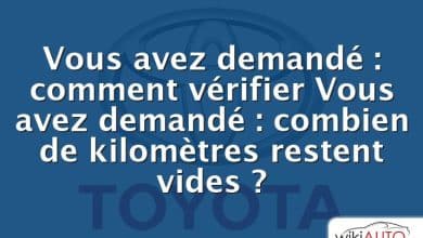 Vous avez demandé : comment vérifier Vous avez demandé : combien de kilomètres restent vides ?